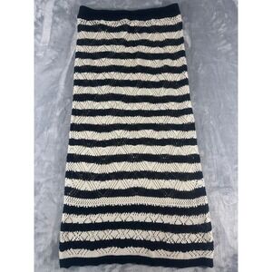 Freshman 1996 Black White Striped Crochet Maxi Skirt XL Knit